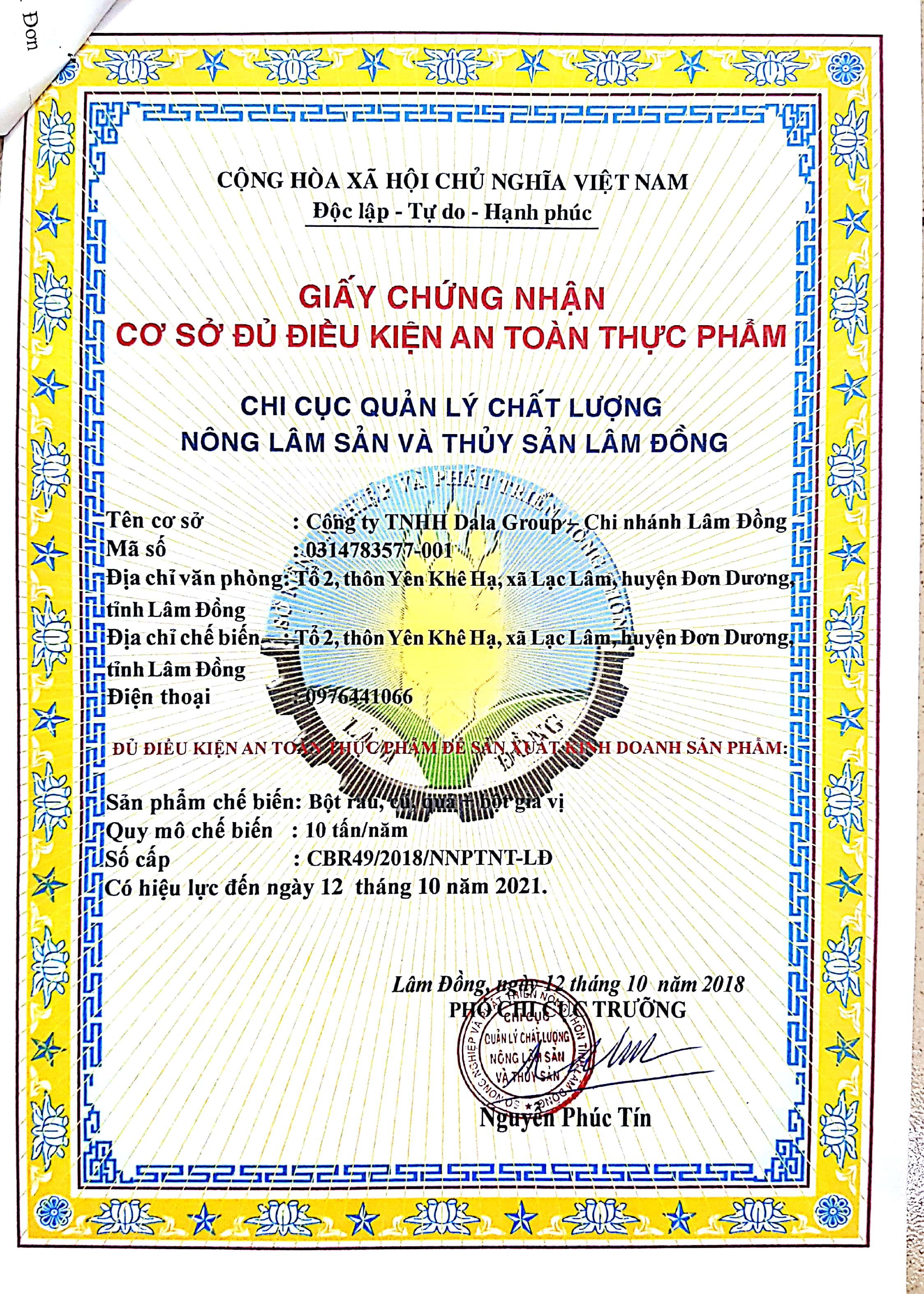 Chứng nhận HACCP Codex Alimentarius Compliance